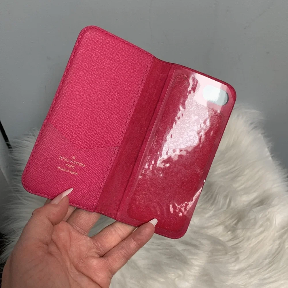Authentic Louis Vuitton iPhone 7 monogram and hot pink phone case